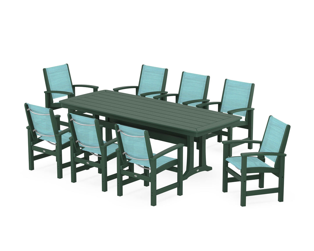 POLYWOOD® Coastal 9-Piece Dining Set with Trestle Legs