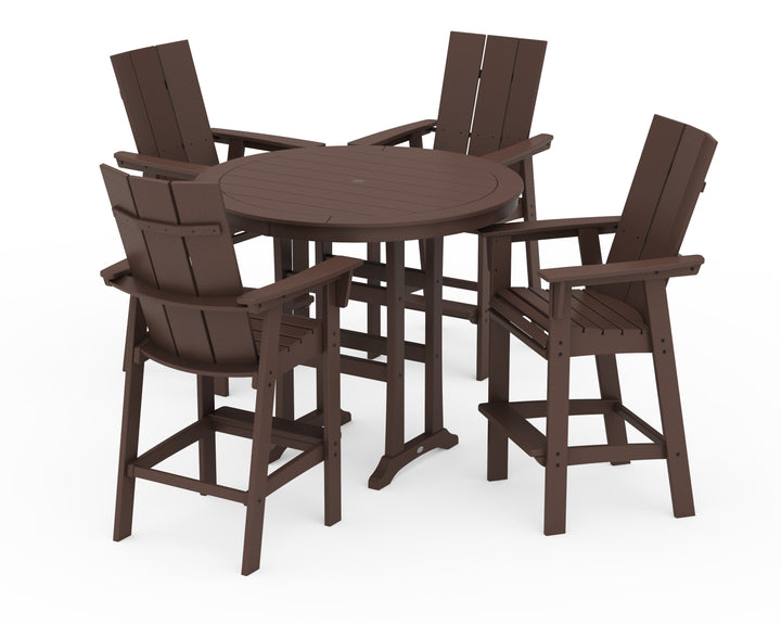 POLYWOOD® Modern Curveback Adirondack 5-Piece Nautical Trestle Bar Set