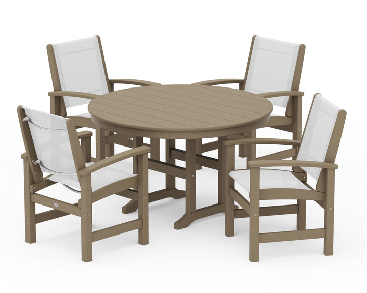 POLYWOOD® Coastal 5-Piece Round Farmhouse Dining Set