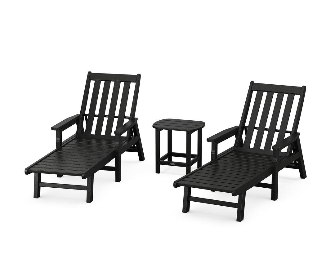 POLYWOOD® Vineyard 3-Piece Chaise with Arms Set