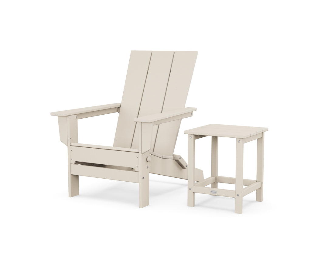 POLYWOOD® Modern Studio Folding Adirondack Chair with Side Table