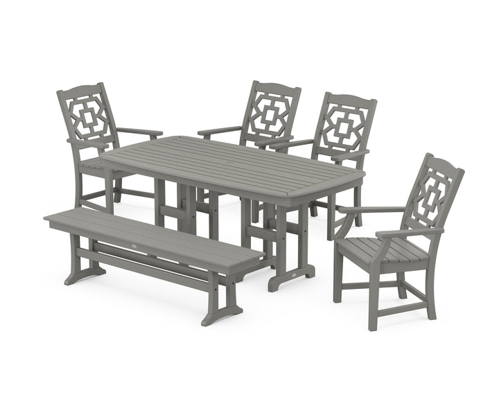 Martha Stewart by POLYWOOD® Chinoiserie 6-Piece Dining Set with Bench