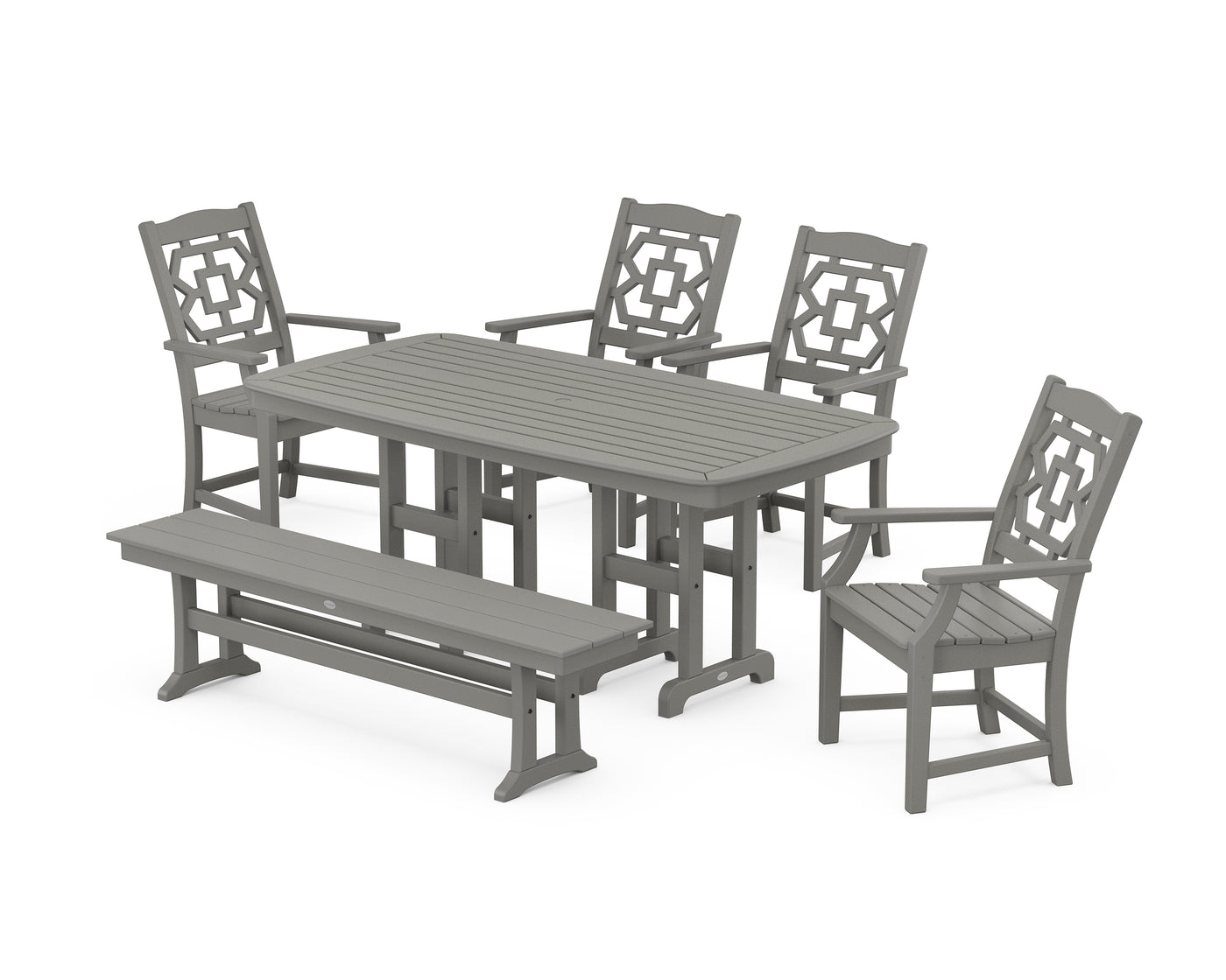 Chinoiserie 6-Piece Dining Set with Bench