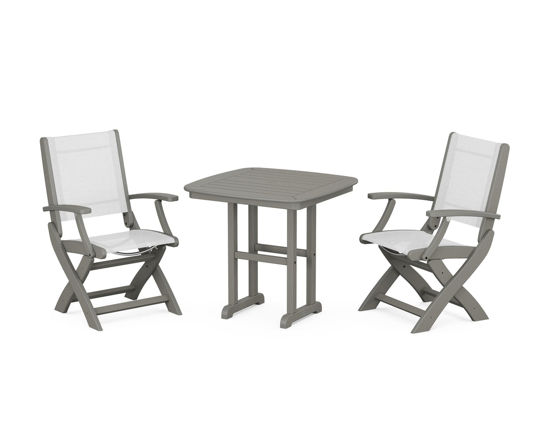 POLYWOOD® Coastal Folding Chair 3-Piece Dining Set