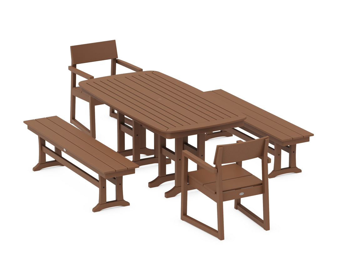 POLYWOOD® EDGE 5-Piece Dining Set with Benches