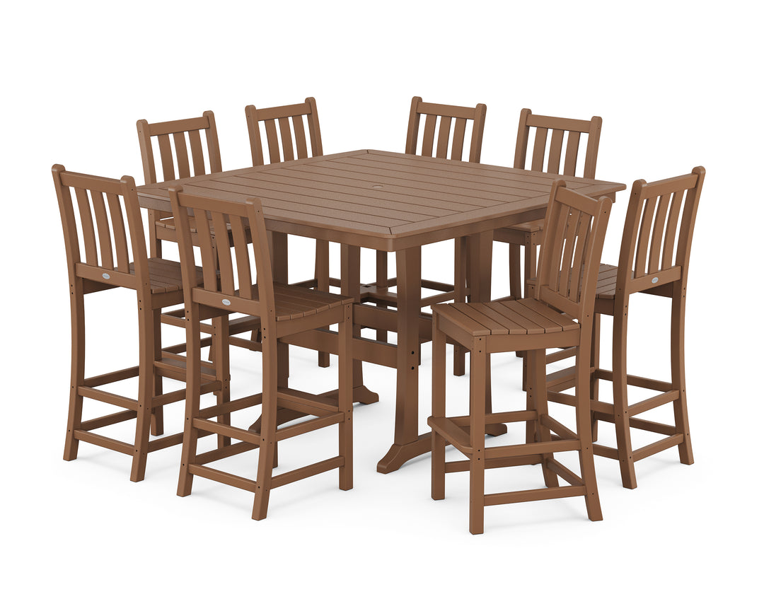 POLYWOOD® Traditional Garden 9-Piece Nautical Trestle Bar Set
