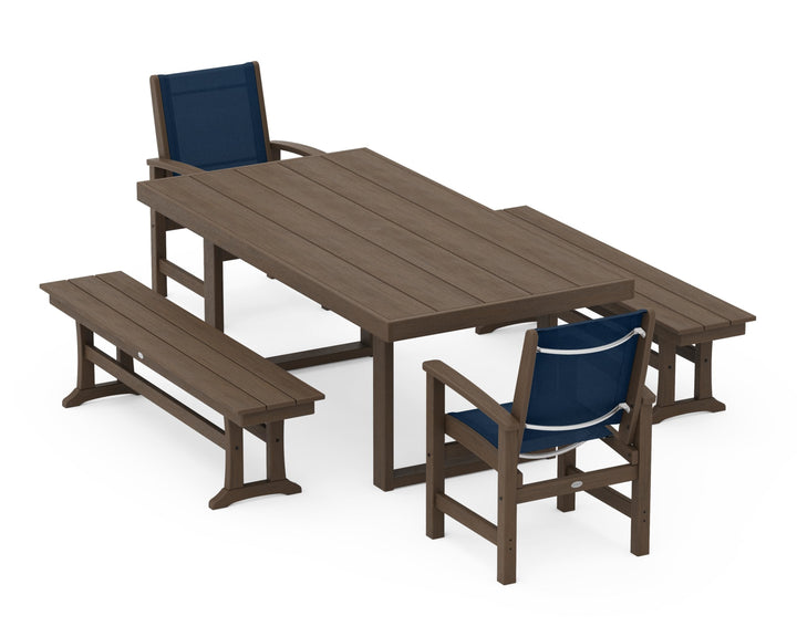 POLYWOOD® Coastal 5-Piece Dining Set with Trestle Legs