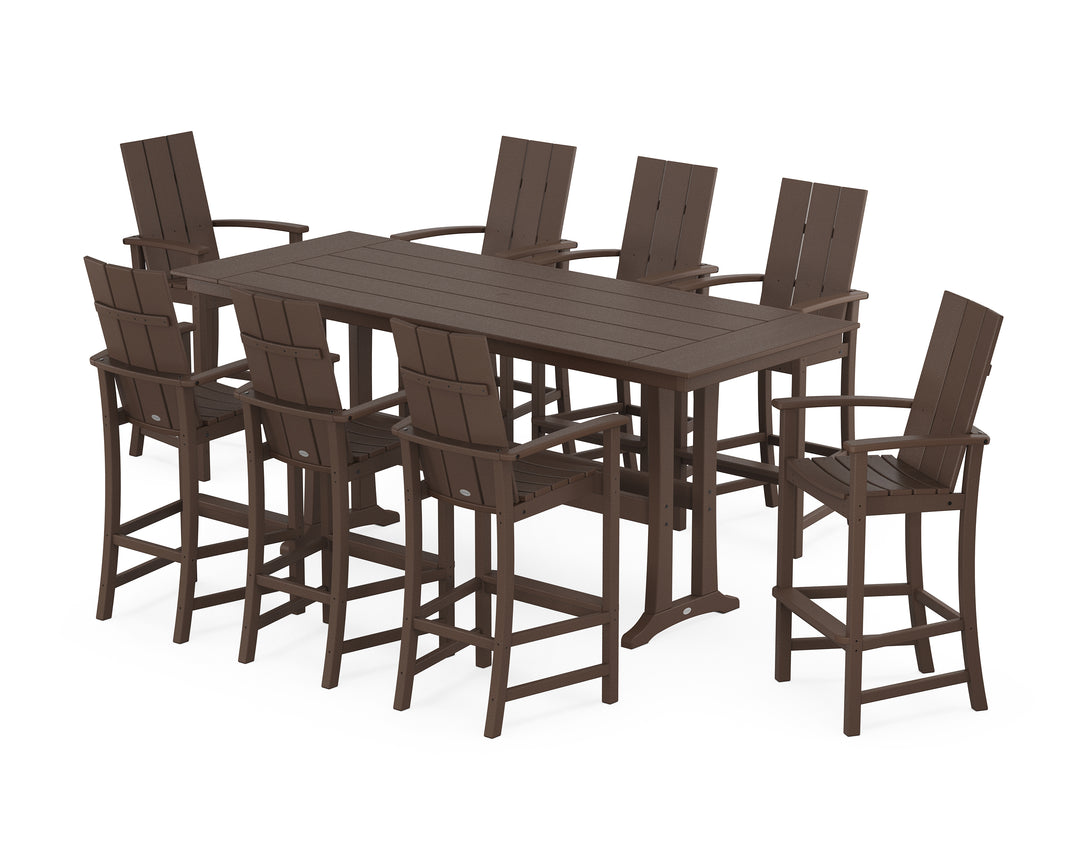 POLYWOOD® Modern Adirondack 9-Piece Farmhouse Bar Set with Trestle Legs