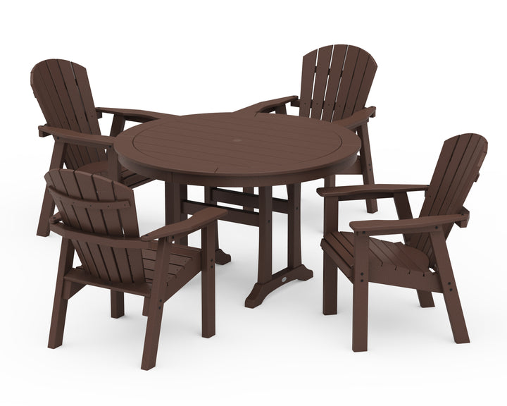 POLYWOOD® Seashell 5-Piece Round Dining Set with Trestle Legs