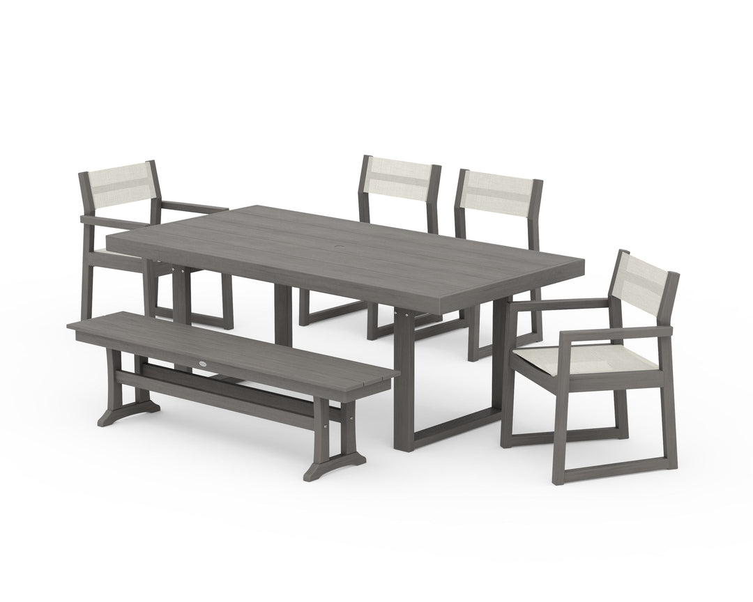 POLYWOOD® EDGE Sling 6-Piece Dining Set with Bench