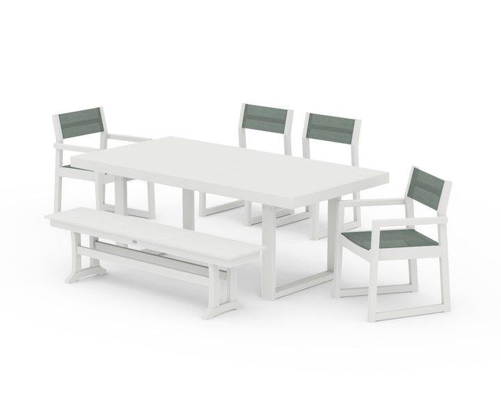 POLYWOOD® EDGE Sling 6-Piece Dining Set with Bench