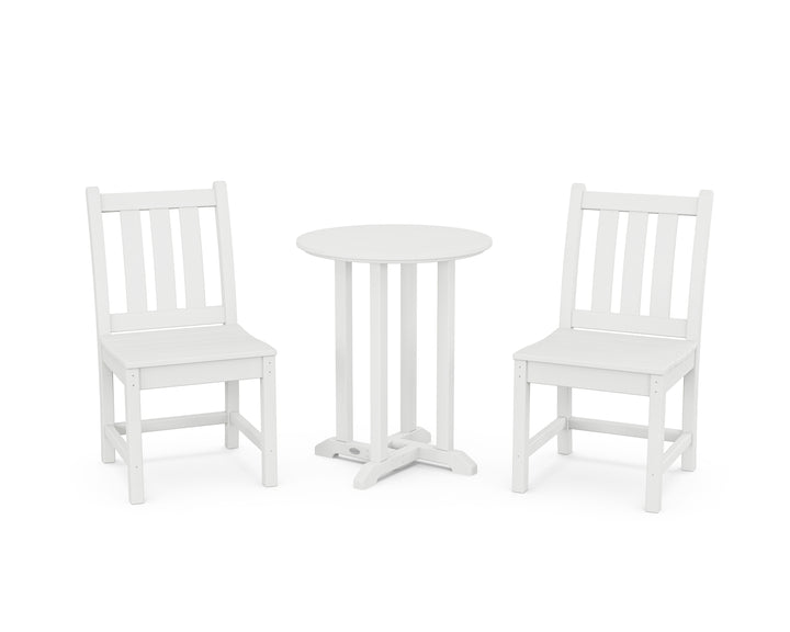 POLYWOOD® Traditional Garden Side Chair 3-Piece Round Bistro Dining Set