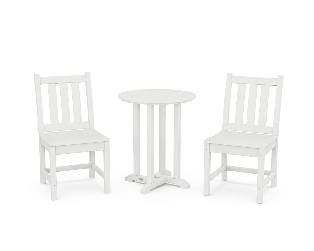 POLYWOOD® Traditional Garden Side Chair 3-Piece Round Bistro Dining Set