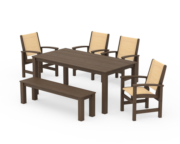 POLYWOOD® Coastal 6-Piece Parsons Dining Set with Bench