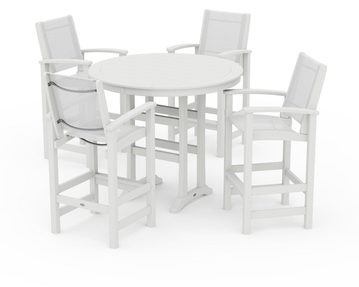 POLYWOOD® Coastal 5-Piece Nautical Trestle Bar Set