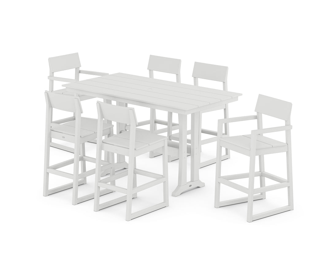 POLYWOOD® EDGE 7-Piece Farmhouse Bar Set with Trestle Legs