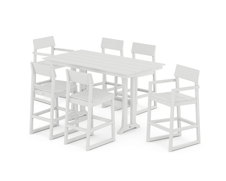 POLYWOOD® EDGE 7-Piece Farmhouse Bar Set with Trestle Legs