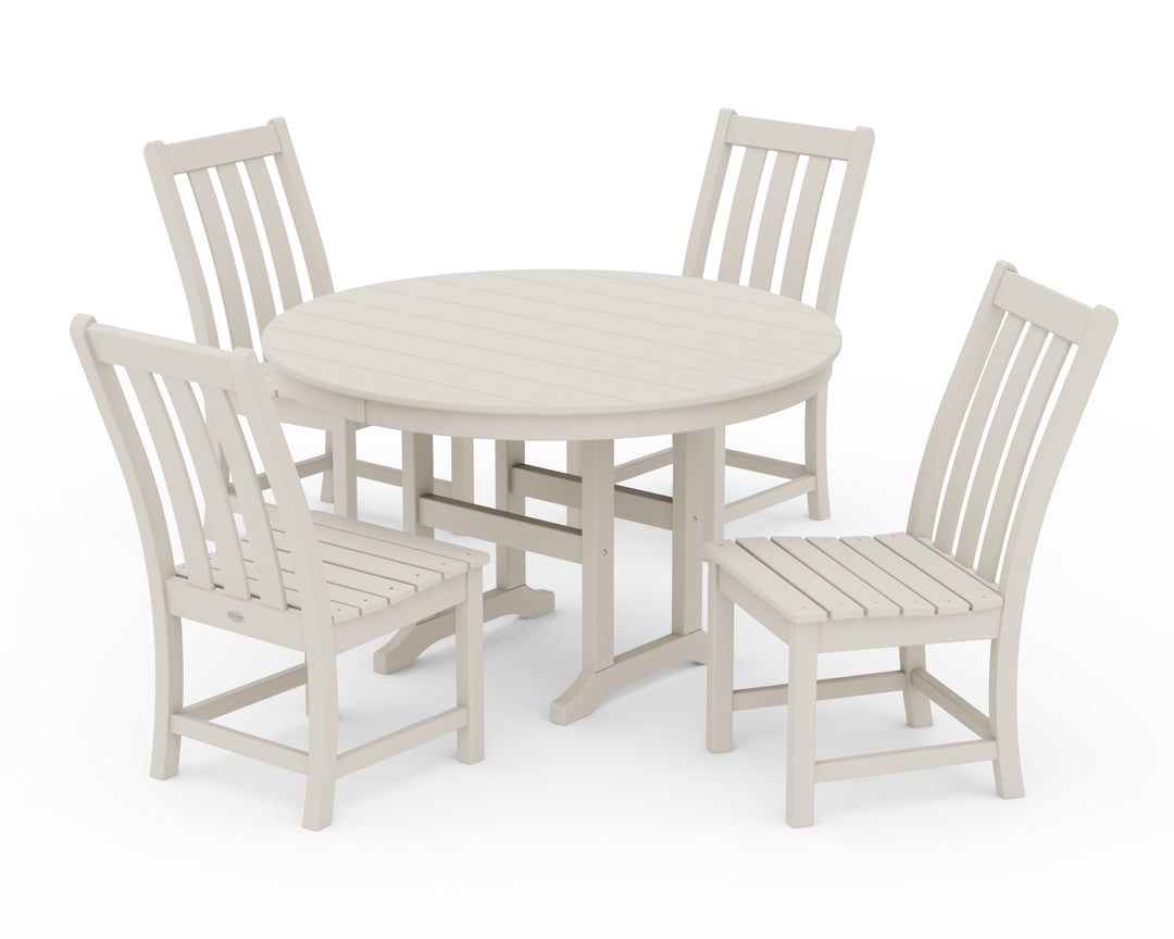 POLYWOOD® Vineyard 5-Piece Round Farmhouse Side Chair Dining Set