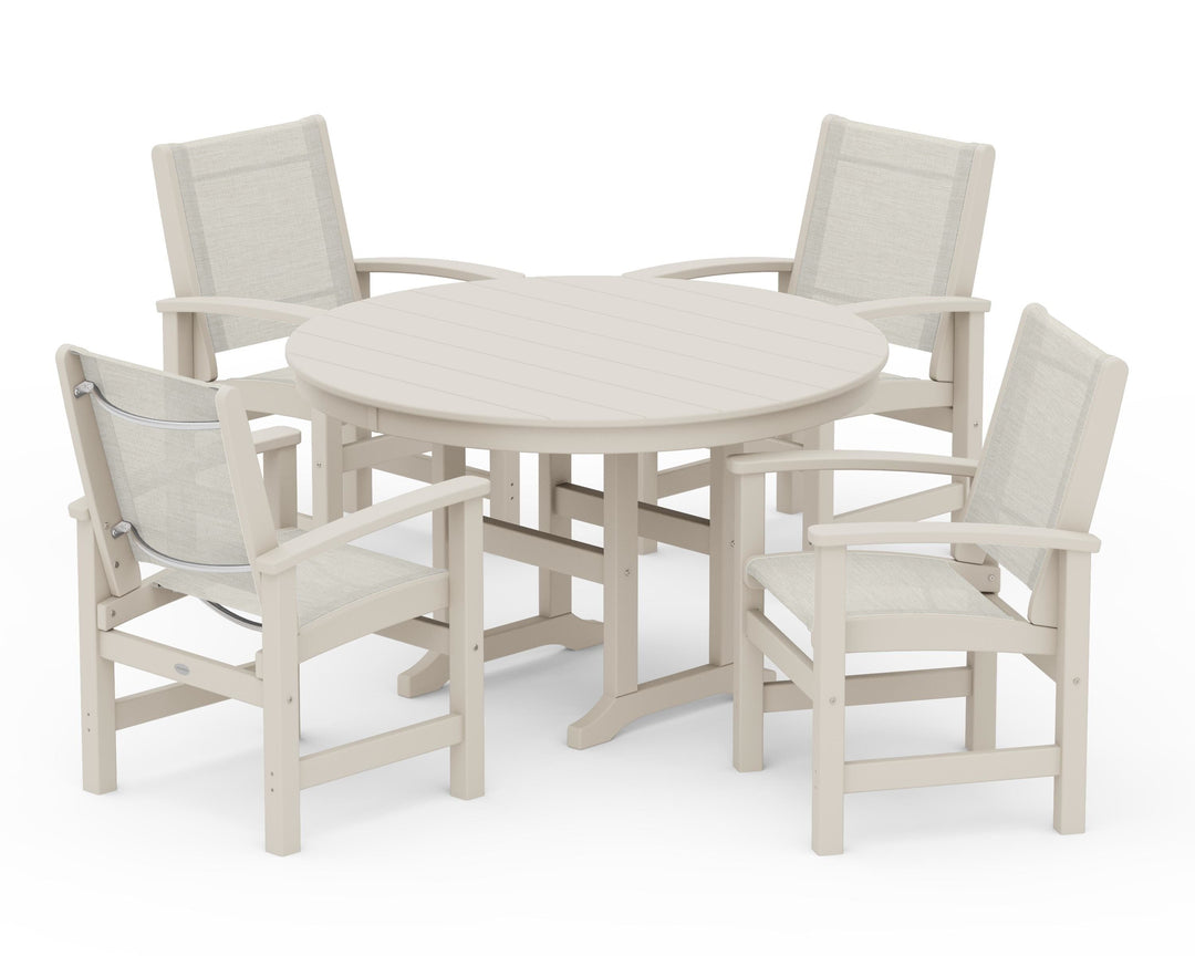 POLYWOOD® Coastal 5-Piece Round Farmhouse Dining Set