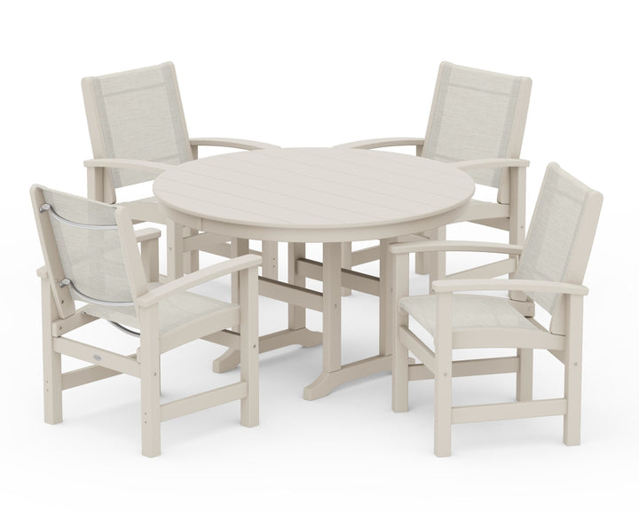 POLYWOOD® Coastal 5-Piece Round Farmhouse Dining Set