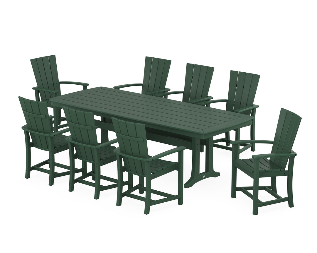 POLYWOOD® Quattro Adirondack 9-Piece Dining Set with Trestle Legs