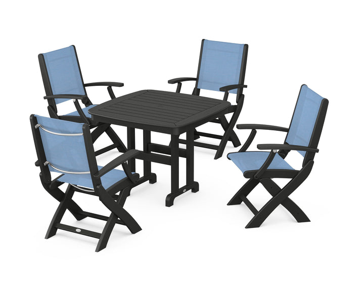 POLYWOOD® Coastal Folding Chair 5-Piece Dining Set