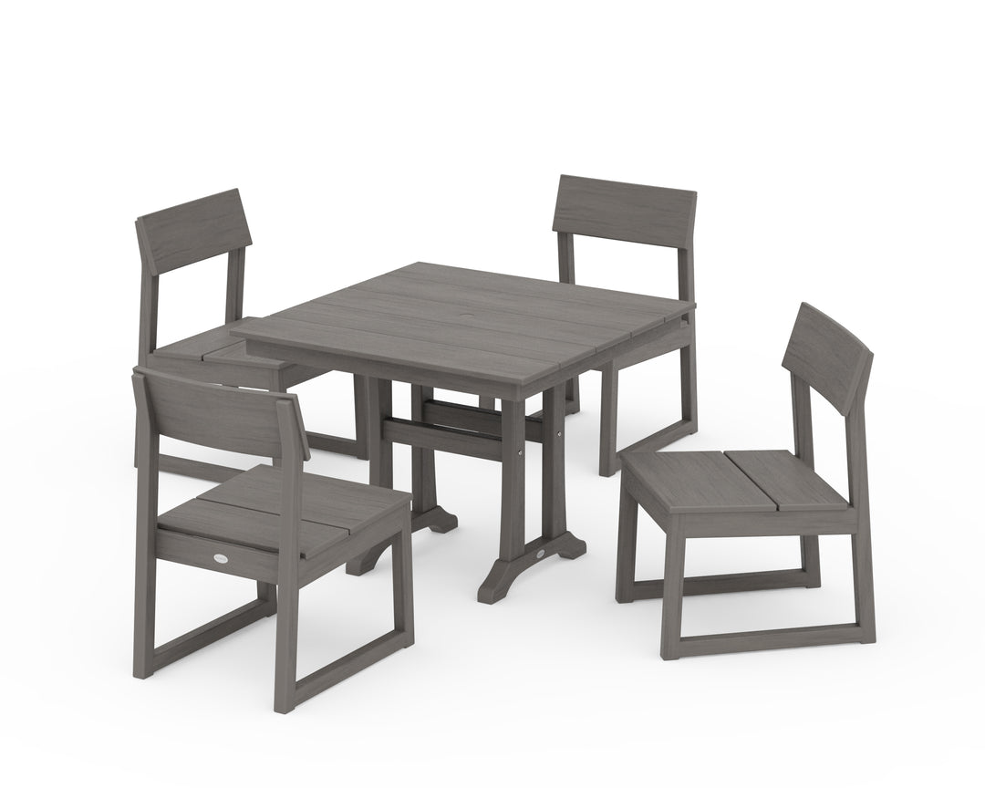 POLYWOOD® EDGE 5-Piece Farmhouse Trestle Side Chair Dining Set