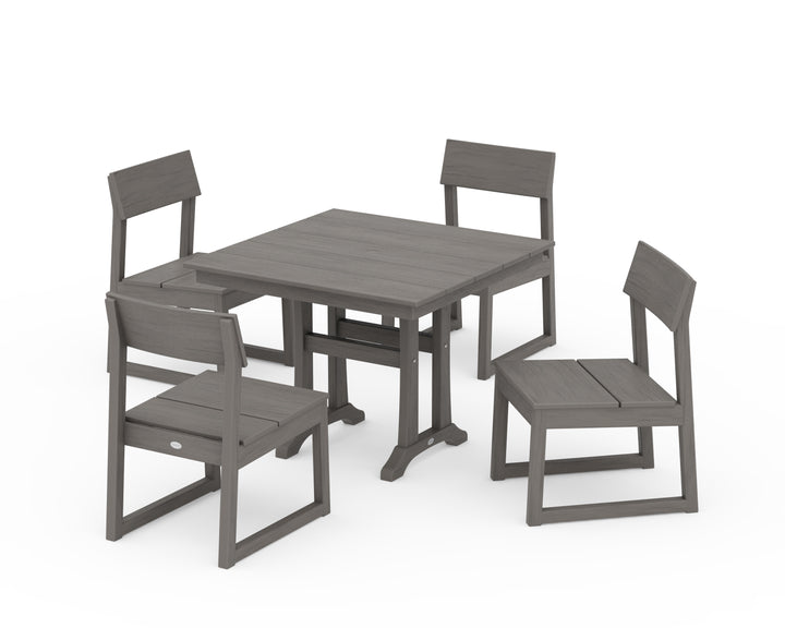 POLYWOOD® EDGE 5-Piece Farmhouse Trestle Side Chair Dining Set
