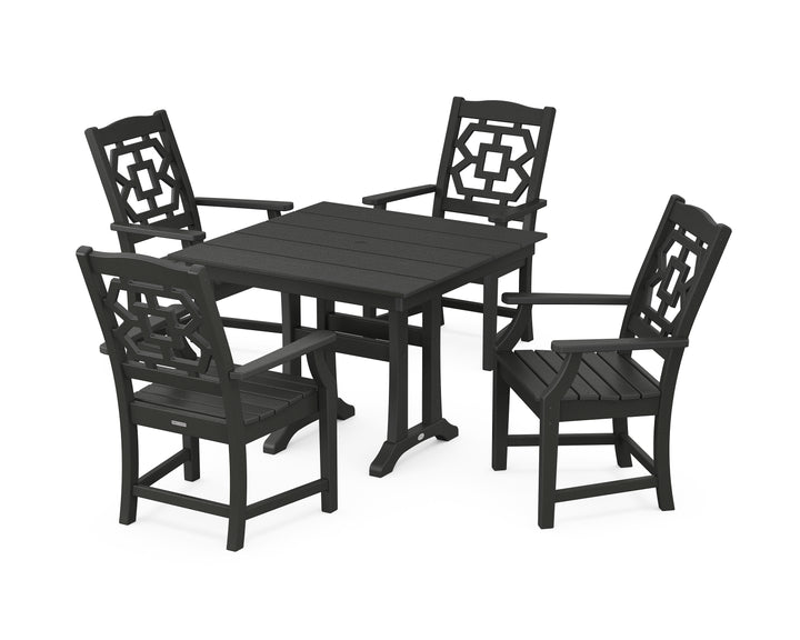 Martha Stewart by POLYWOOD® Chinoiserie 5-Piece Farmhouse Dining Set with Trestle Legs