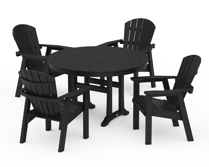 POLYWOOD® Seashell 5-Piece Round Dining Set with Trestle Legs