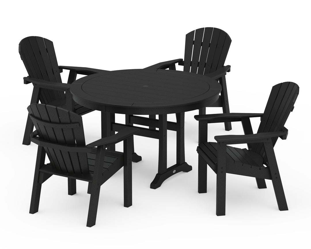 POLYWOOD® Seashell 5-Piece Round Dining Set with Trestle Legs