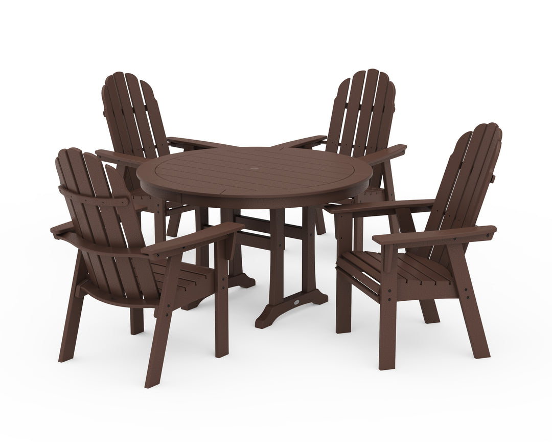POLYWOOD® Vineyard Curveback Adirondack 5-Piece Nautical Trestle Dining Set