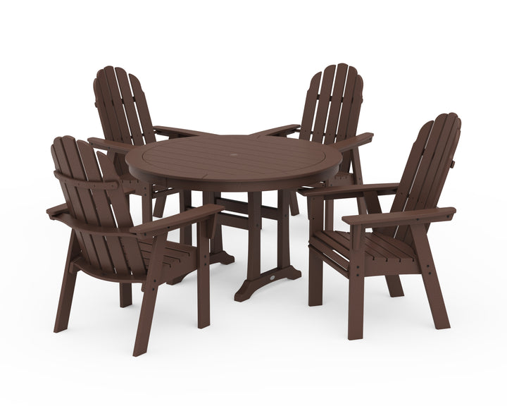 POLYWOOD® Vineyard Curveback Adirondack 5-Piece Nautical Trestle Dining Set