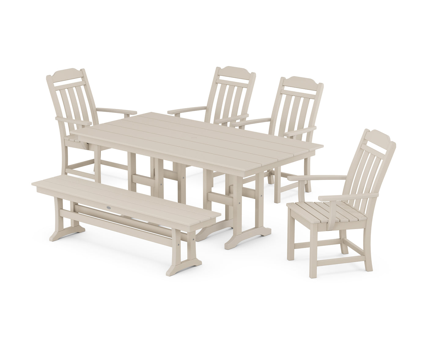 Cottage 6-Piece Farmhouse Dining Set with Bench