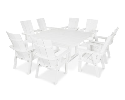 Modern Curveback Adirondack 9-Piece Farmhouse Trestle Dining Set