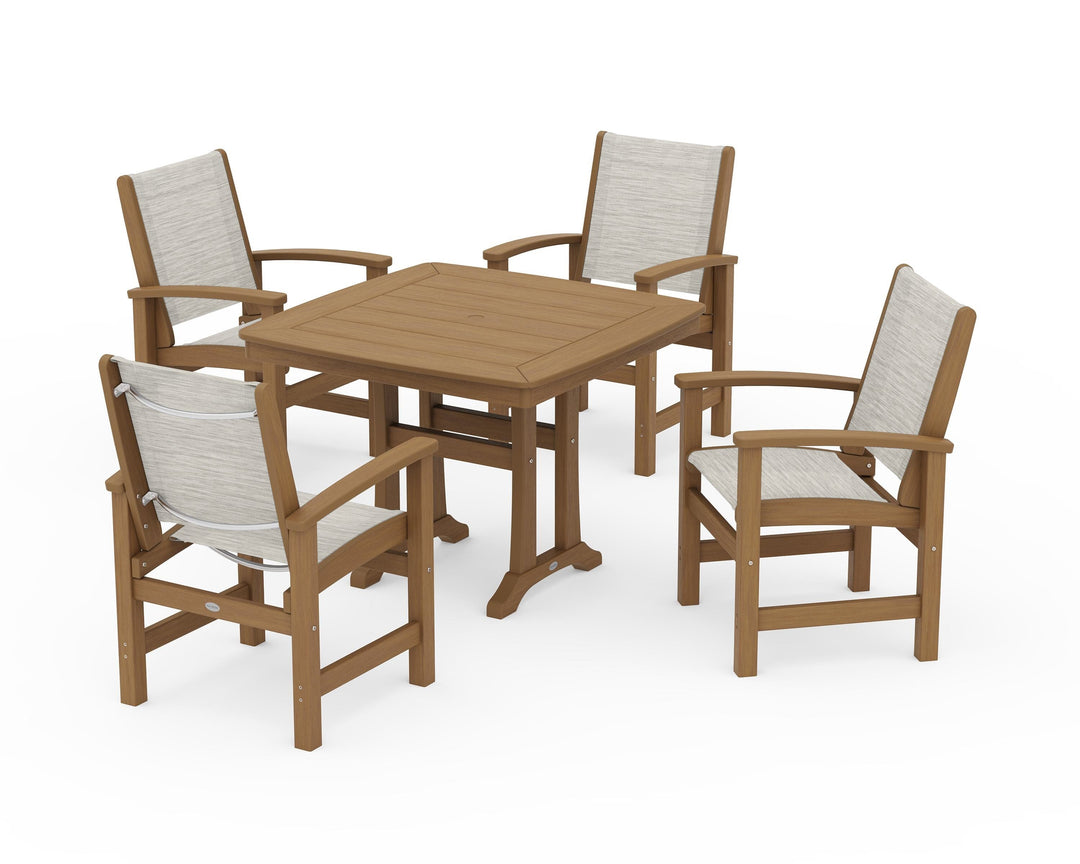 POLYWOOD® Coastal 5-Piece Dining Set with Trestle Legs