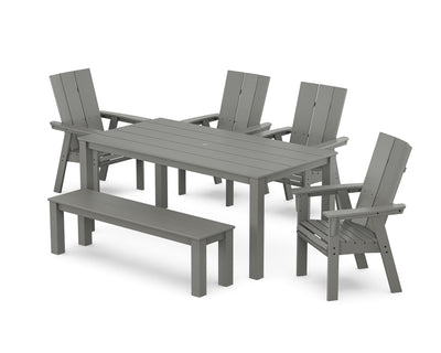 Modern Curveback Adirondack 6-Piece Parsons Dining Set with Bench