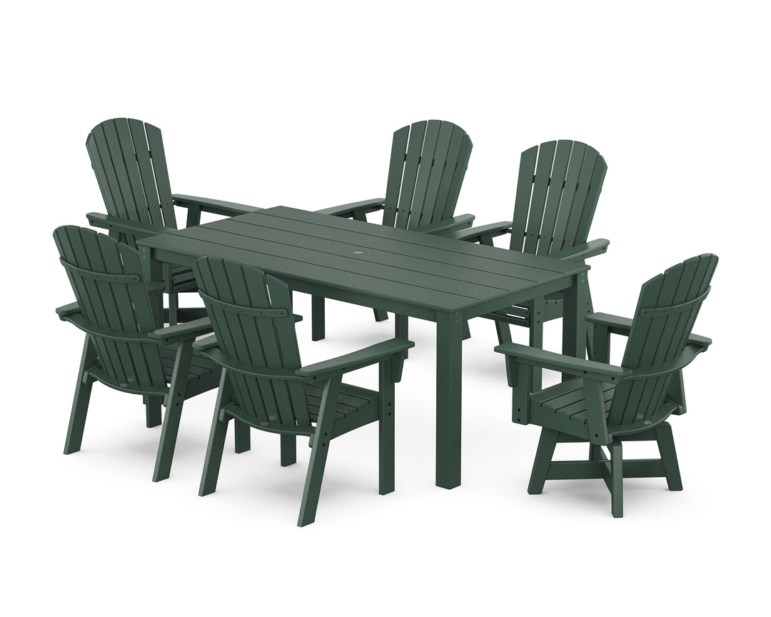 POLYWOOD® Nautical Curveback Adirondack Swivel 7-Piece Parsons Dining Set