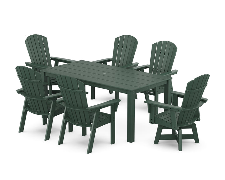 POLYWOOD® Nautical Curveback Adirondack Swivel 7-Piece Parsons Dining Set