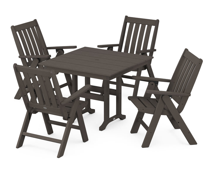 POLYWOOD® Vineyard Folding Chair 5-Piece Farmhouse Dining Set