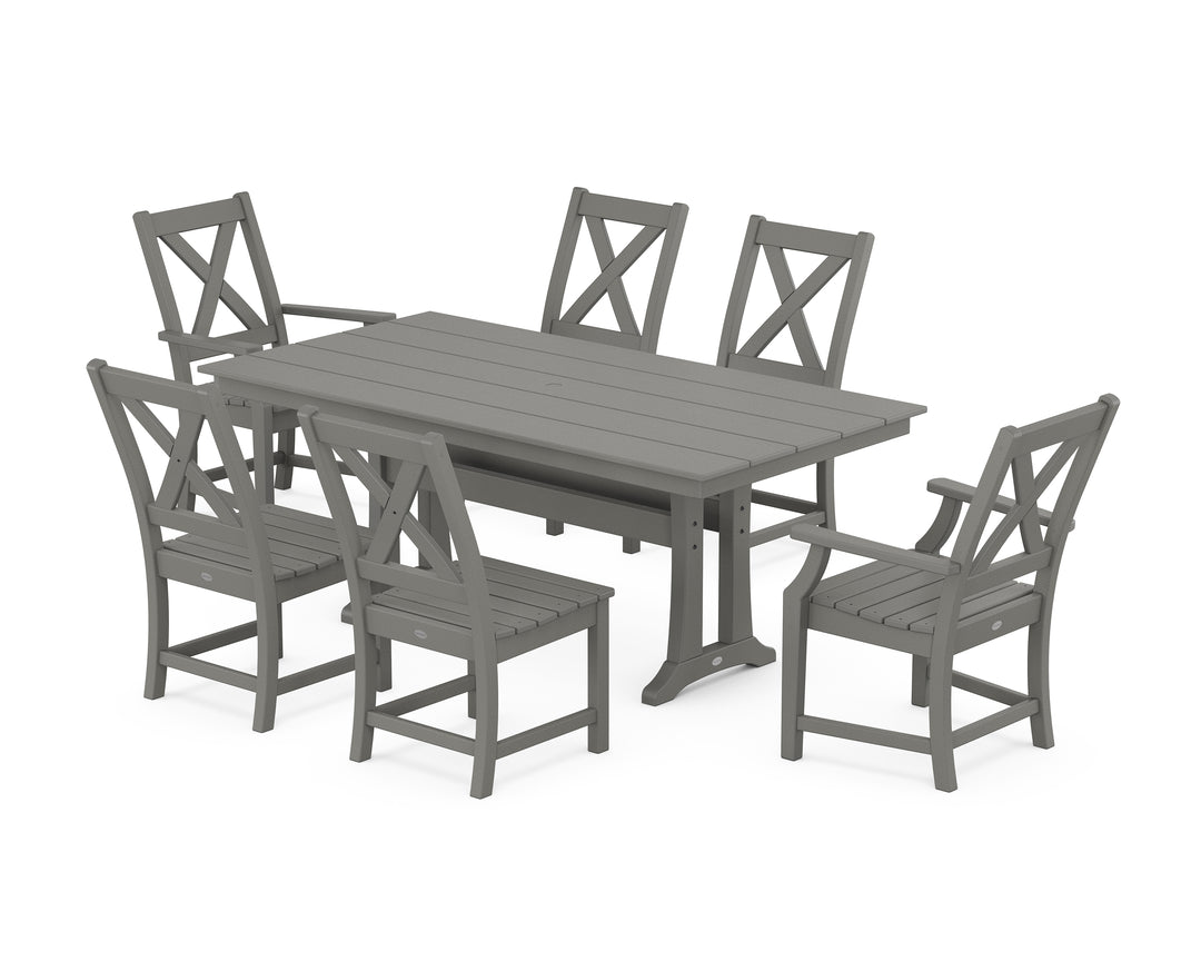 POLYWOOD® Braxton 7-Piece Farmhouse Dining Set With Trestle Legs
