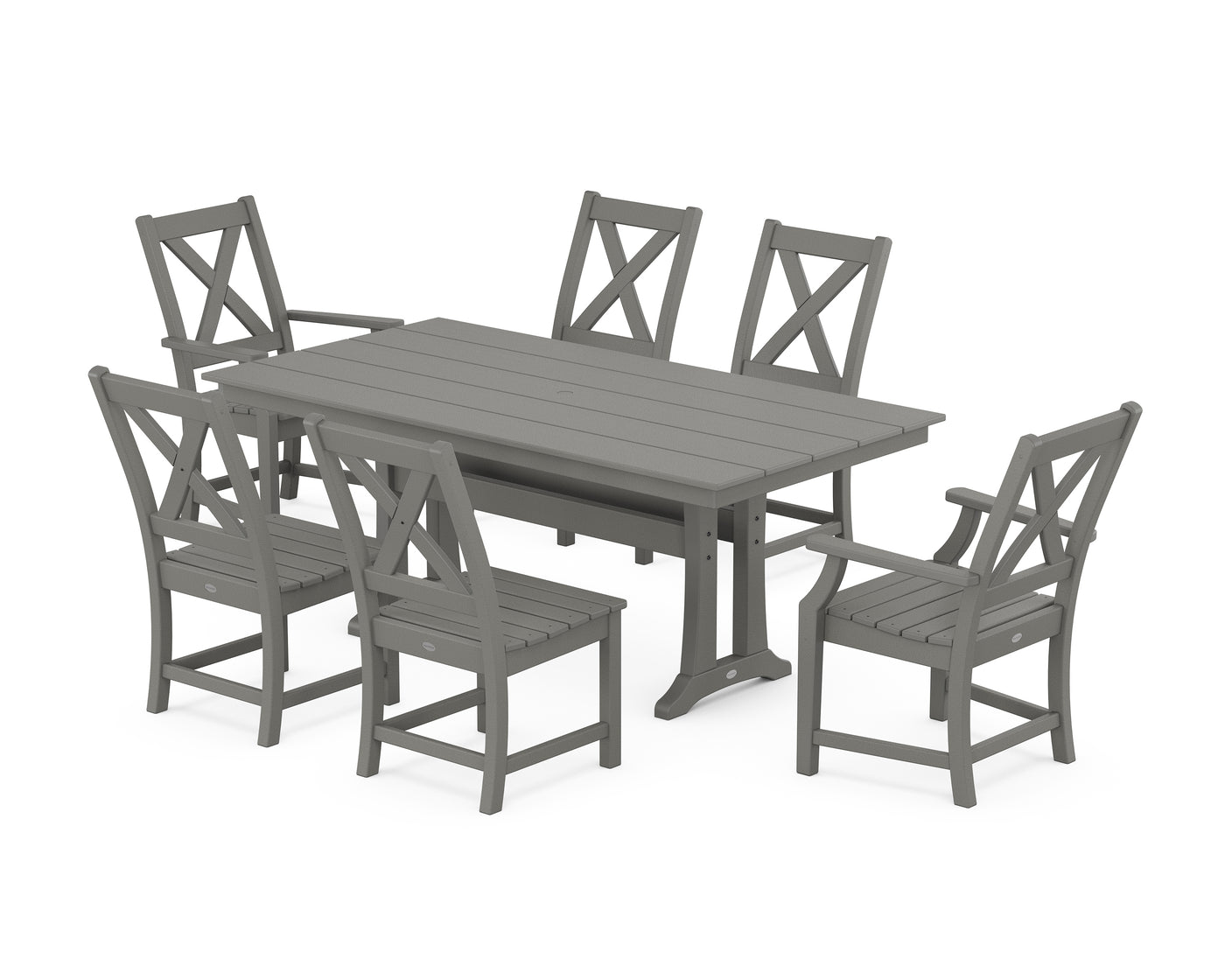 Braxton 7-Piece Farmhouse Dining Set With Trestle Legs