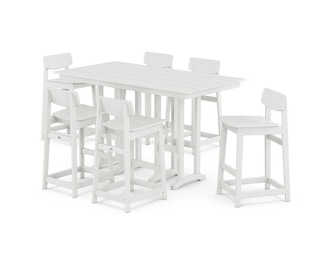 POLYWOOD® Modern Studio Urban Lowback Bar Chair 7-Piece Set