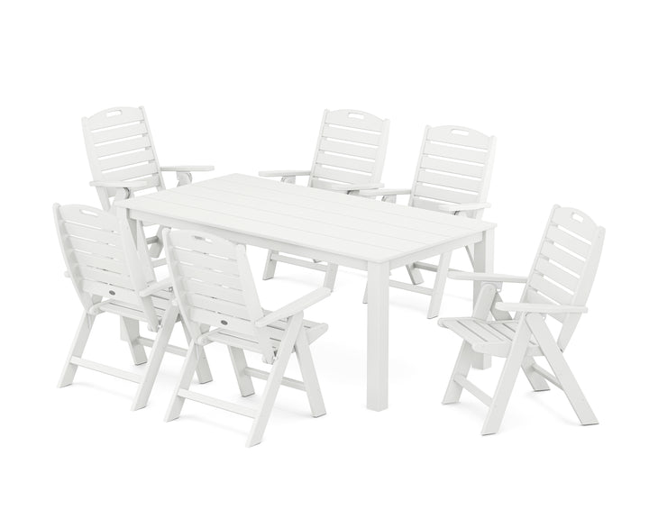 POLYWOOD® Nautical Folding Highback Chair 7-Piece Parsons Dining Set
