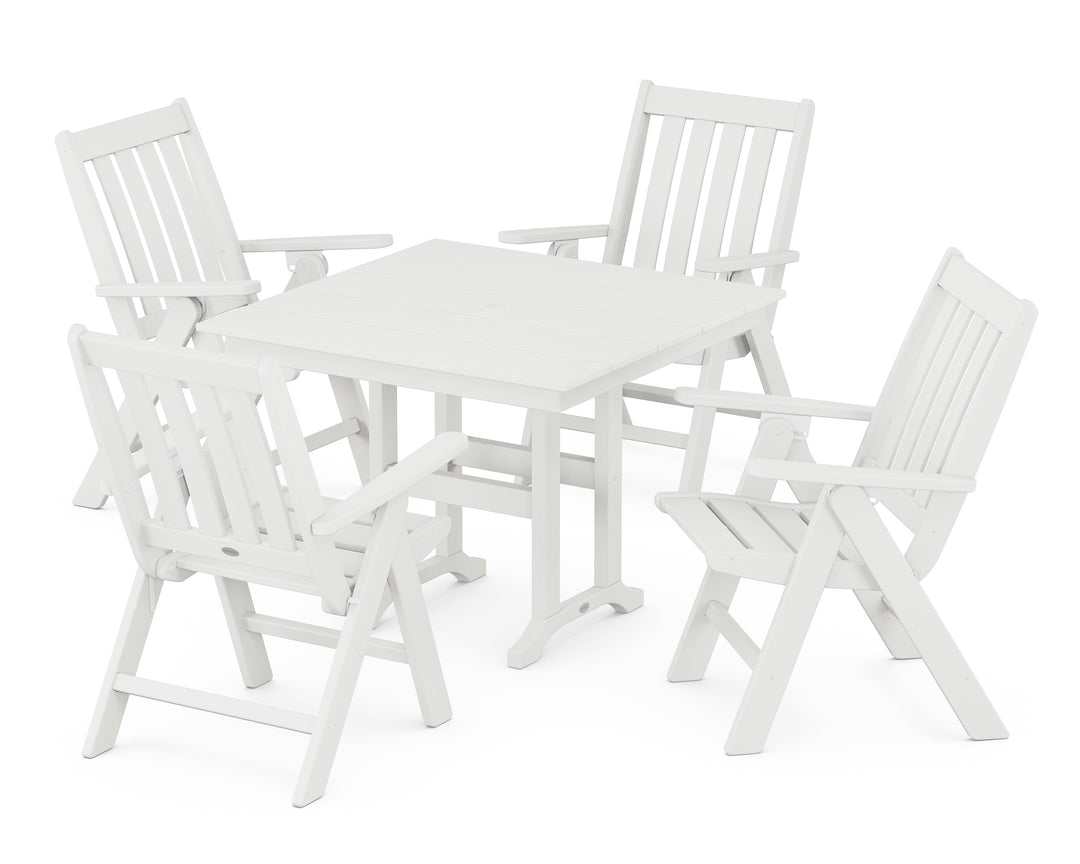 POLYWOOD® Vineyard Folding Chair 5-Piece Farmhouse Dining Set