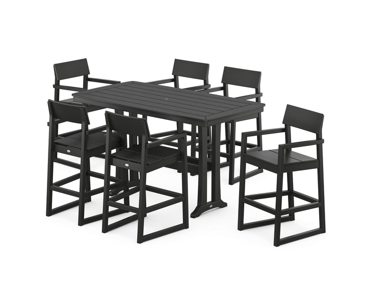 POLYWOOD® EDGE Arm Chair 7-Piece Bar Set with Trestle Legs
