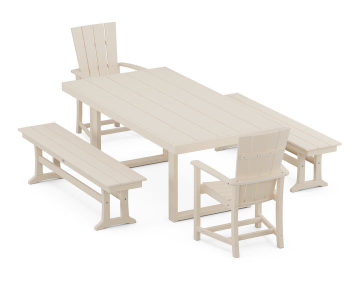 POLYWOOD® Quattro 5-Piece Dining Set with Benches