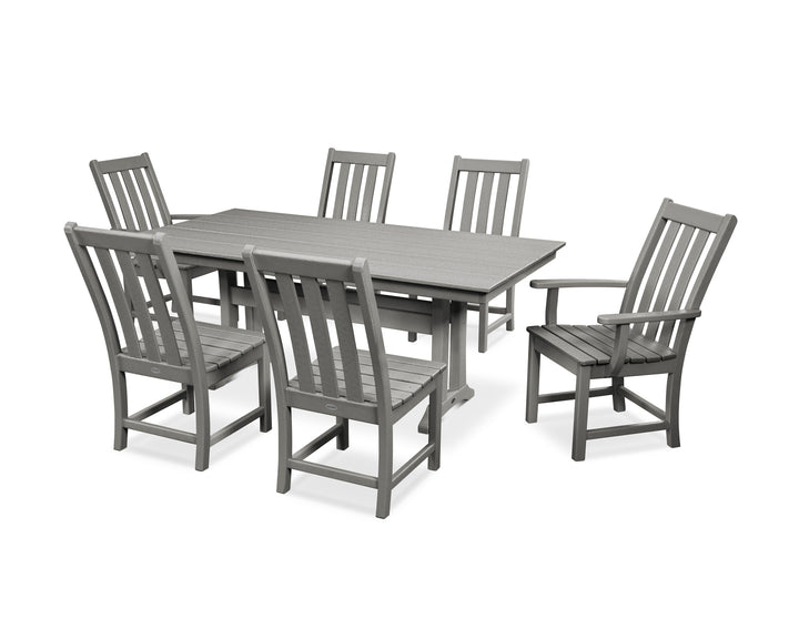 POLYWOOD® Vineyard 7-Piece Farmhouse Dining Set with Trestle Legs