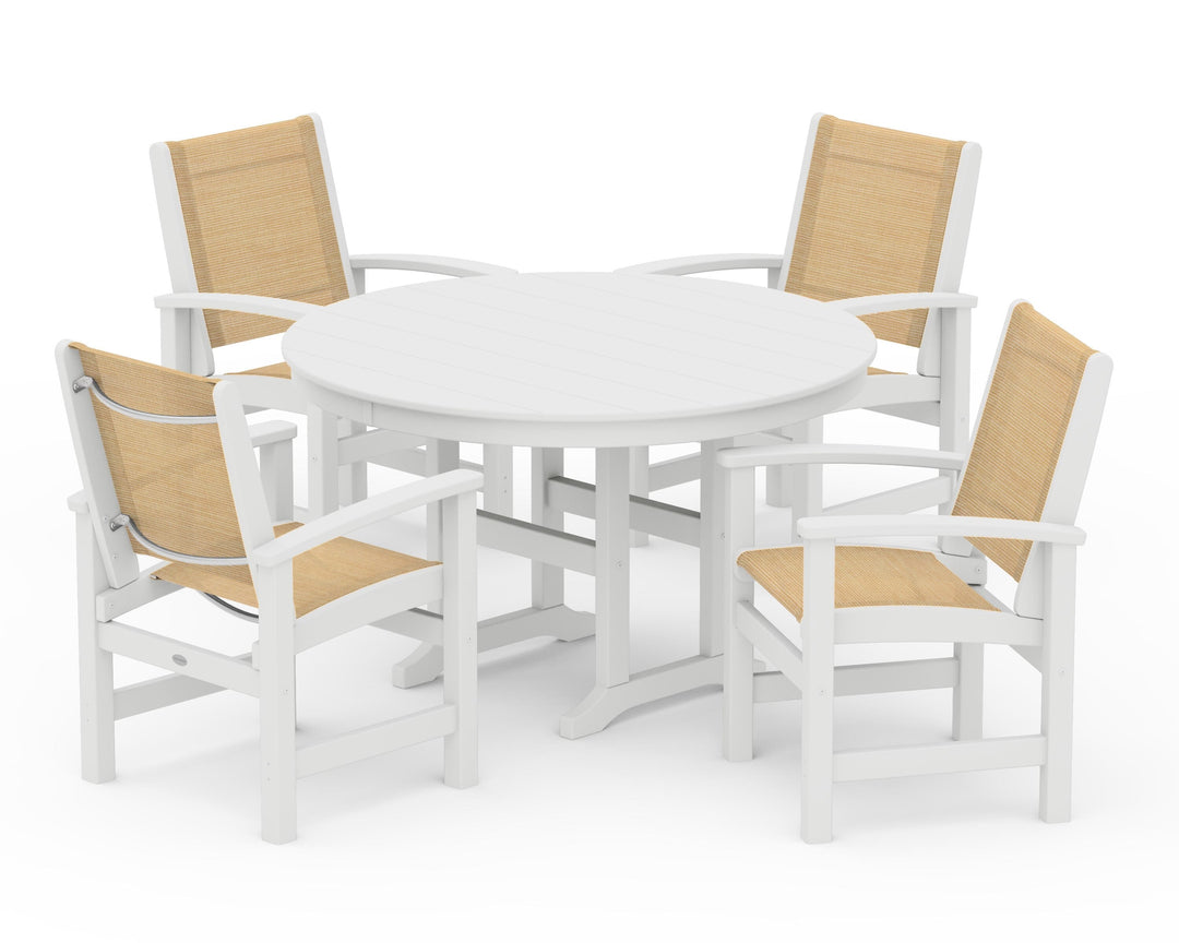 POLYWOOD® Coastal 5-Piece Round Farmhouse Dining Set