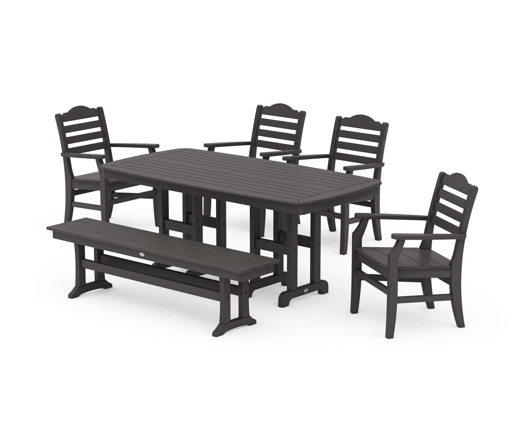 POLYWOOD® Savannah 6-Piece Farmhouse Dining Set with Bench